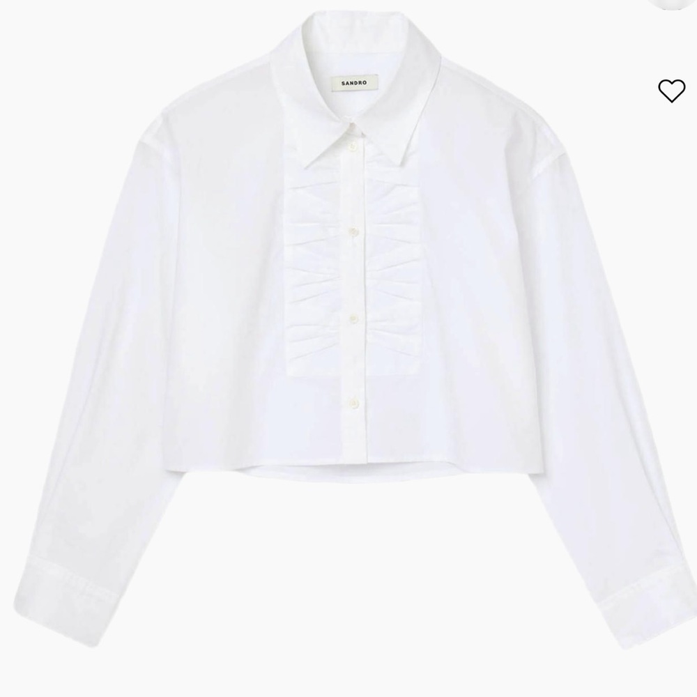 NWT Sandro White Shirt with Bow Accent